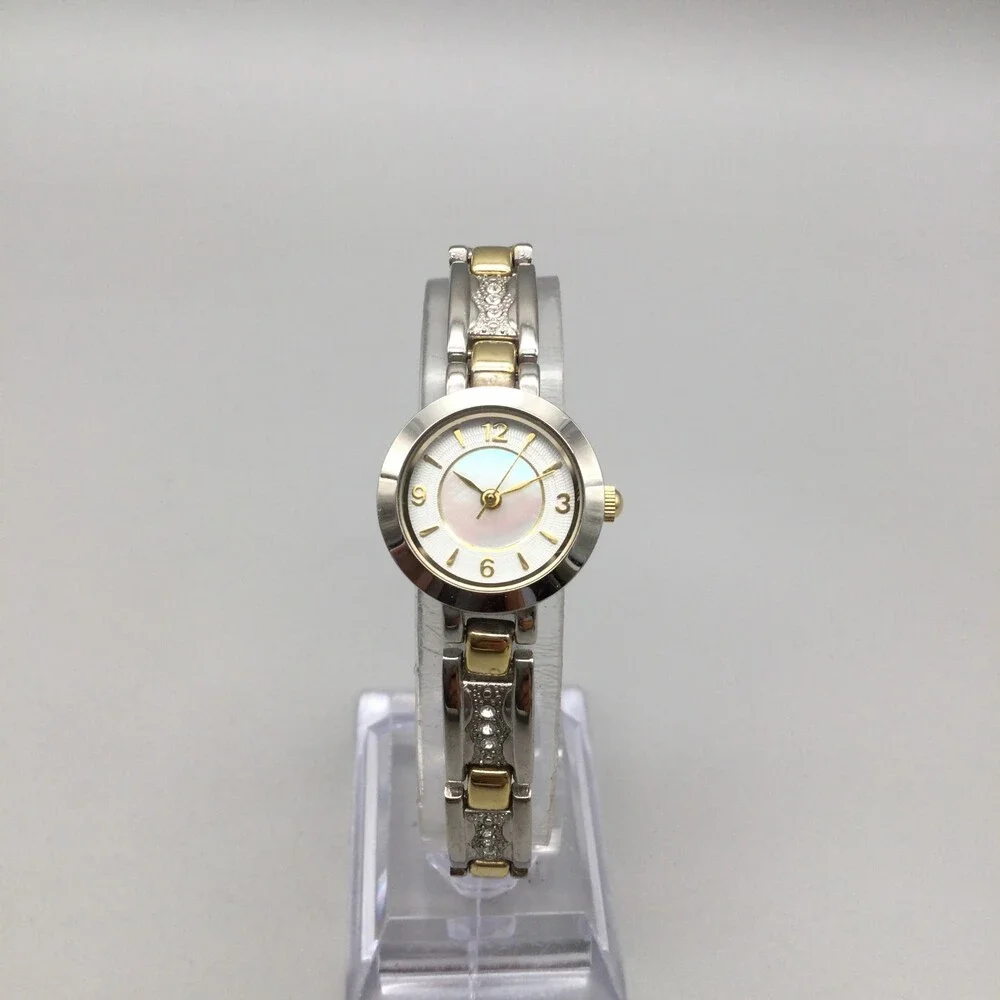 Christian Benet Womens Watch 22mm White MOP Dial Two Tone New Battery 7.25